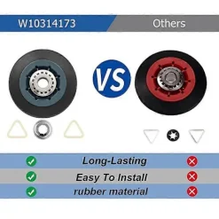 Torktumlare-4-pack W10314173 Torktumlare Trumrulle Ersättning för Torktumlare Kompatibel med WPW10314173 Rulle Trumstödsats Torktumlardelar