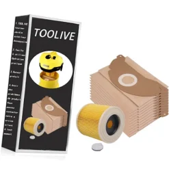 NICEGOU Dammsugare & Tillbehör-Paket med 10 dammsugarpåsar + filter för Kärcher A 2004 A 2024 A 2054 MV 2 Karcher 6.904-322 Kärcher MV2 WD2 Premium papperspåsar för torranvändning | Fyndiq