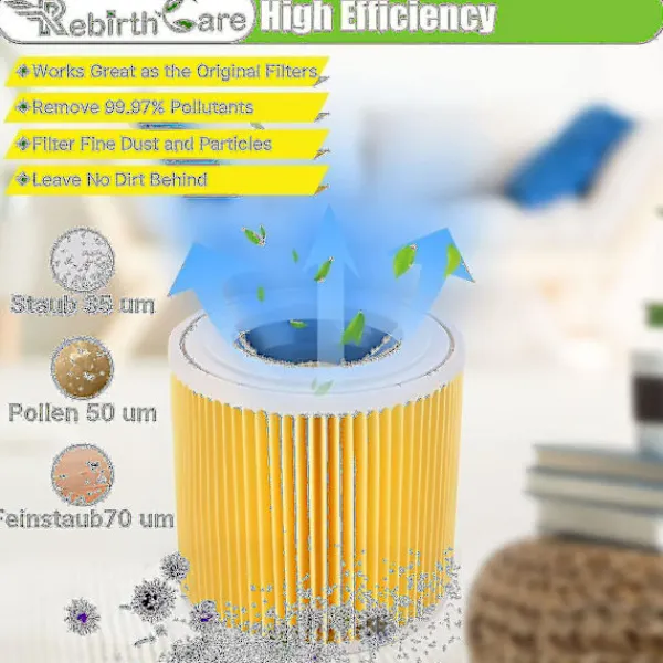 Dammsugare & Tillbehör-Patronfilter för Kärcher dammsugare - 2-pack - Ersättningsfilter för Wd3, Wd2, Wd3p, Mv2, Mv3 - Artikelnummer 6.414-552.0/6414552