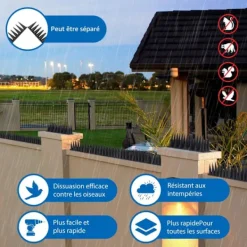 Skadedjur & Insekter-Pigg mot duvor, Anti-duva för balkong Plast, Kattskrämma-kit, Fågelskrämma för att skrämma kråkor, sparvar, katter - 20 stycken svart