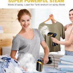 Ångtvättar-Plaggstekare, 1500W kraftfull klädstekare med 350 ml avtagbar vattentank, bärbar handhållen klädtyg rynkborttagare, 20 sekunder snabb