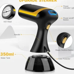 Ångtvättar-Plaggstekare, 1500W kraftfull klädstekare med 350 ml avtagbar vattentank, bärbar handhållen klädtyg rynkborttagare, 20 sekunder snabb