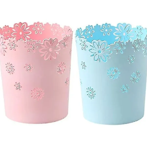 FMYSJ Soptunnor-Plastavfallskorg ihålig blomster papperskorg rund lockless soptunna behållare rosa behållare-mxbc (FMY)