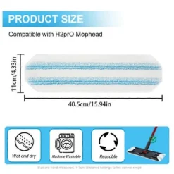 FMYSJ Städmoppar-Platt Mopp Refill Kompatibel med o Cedar H2pro Platt Mopp Ersättningsdynor (FMY) 3pcs