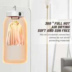 Torktumlare-Portabel Elektrisk Torktumlare 600W med Fjärrkontroll, Vikbar med Torkpåse