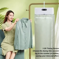 Torktumlare-Portabel Elektrisk Torktumlare 600W för Resor, Lägenhet, Husbil, Hem, med Förvaringsväska (Blå)