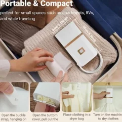 Torktumlare-Portabel Torktumlare, Minitork för Kläder, Snabbtork, med Torkpåse, Kompakt, för Resor & Hem