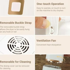 Torktumlare-Portabel Torktumlare, Minitork för Kläder, Snabbtork, med Torkpåse, Kompakt, för Resor & Hem