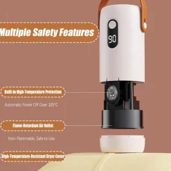 Torktumlare-Portabel Tørretumbler, Minitork, Lågljud, Timer & Överhettningsskydd, för Resor, Camping, Dorm & Vått Väder