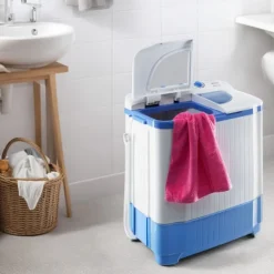 tectake Tvättmaskiner-Portabel tvättmaskin med centrifug, 4,5 kg tvätt Vit