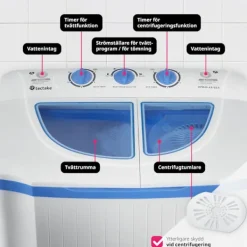 tectake Tvättmaskiner-Portabel tvättmaskin med centrifug, 4,5 kg tvätt Vit
