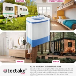 tectake Tvättmaskiner-Portabel tvättmaskin med centrifug, 4,5 kg tvätt Vit