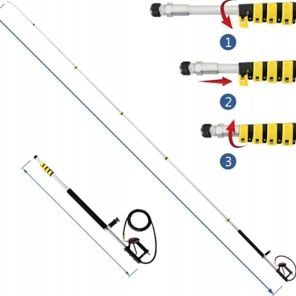 Rosfix Högtryckstvättar-PowerReach ProMax 6.3M Teleskopisk Tvättlans – 4000 PSI | 7 Munstycken | Kompatibel med M22, QC 3/8"