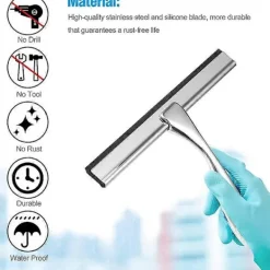 DAO Fönsterrengöring-Premium Skrapa i rostfritt stål för duschdörrar, badrum och bilglas, allrengöringsmedel Gl [DB]
