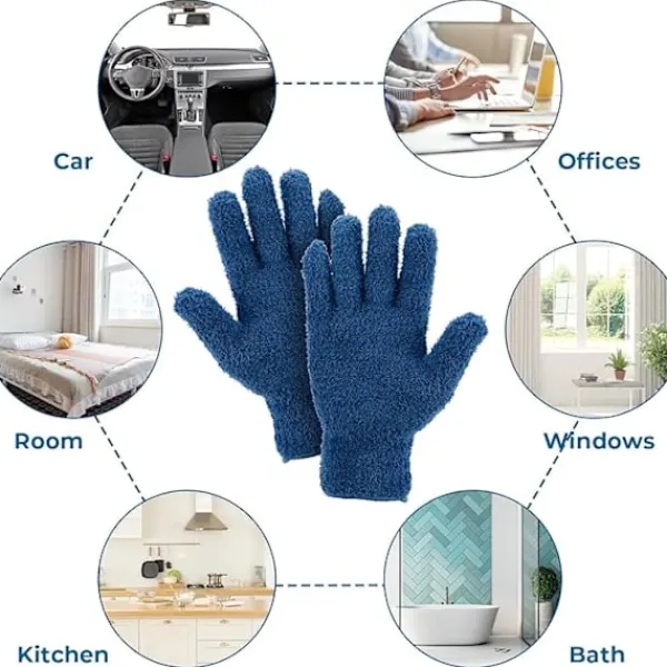 Dammsugare & Tillbehör-Prestanda Dammtorkarhandskar (Marinblå Par), Rengöringshandskar i Korallfleece, Fångar Damm, Pollen, Djurhår och Päls, Perfekt för Trä- och Läderytor, Washa | Fyndiq