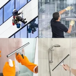 ECLshop Fönsterrengöring-Professionell fönsterskrapa, fönsterskrapa i rostfritt stål med 35 cm blad, för torkning och rengöring av glas