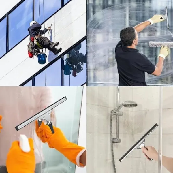 ECLshop Fönsterrengöring-Professionell fönsterskrapa, fönsterskrapa i rostfritt stål med 35 cm blad, för torkning och rengöring av glas