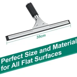 ECLshop Fönsterrengöring-Professionell fönsterskrapa, fönsterskrapa i rostfritt stål med 35 cm blad, för torkning och rengöring av glas