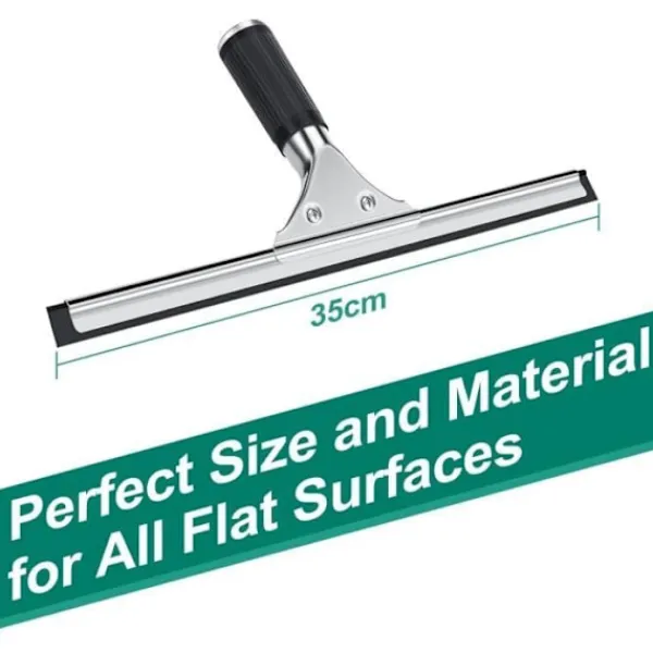 ECLshop Fönsterrengöring-Professionell fönsterskrapa, fönsterskrapa i rostfritt stål med 35 cm blad, för torkning och rengöring av glas