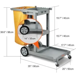 VEVOR Städmaskiner-Professionell hushållsvagn - - Rengöringsvagn - 3-vånings PVC-påse, Grå