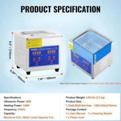 DUOKU Städmaskiner-Professionell Ultrasonisk Tvättmaskin--0.3L-Smyckstvätt med Digital Timer Värme-Rostfritt Stål-40kHz