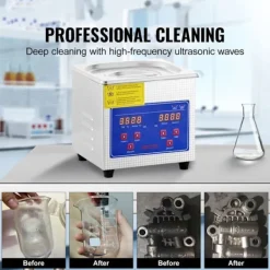 DUOKU Städmaskiner-Professionell Ultrasonisk Tvättmaskin--0.3L-Smyckstvätt med Digital Timer Värme-Rostfritt Stål-40kHz