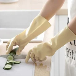 Rengöringsmedel-Rengöringshandskar i Gummi Gula Hushåll Återanvändbara Diskhandskar