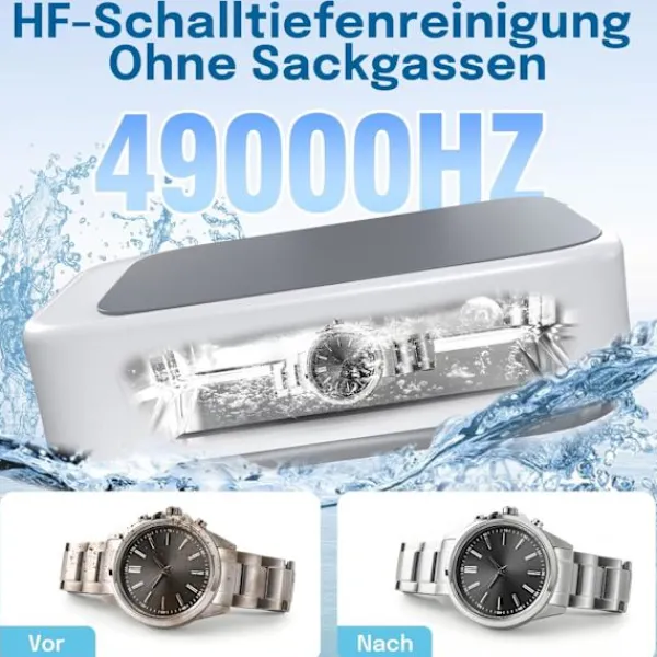 Rengöringsmedel-Rengöringsmedel, 640 ml 49000 Hz, 40 W smyckesrengörare, 3 timerinställningar, kan användas för att rengöra smycken, glasögon