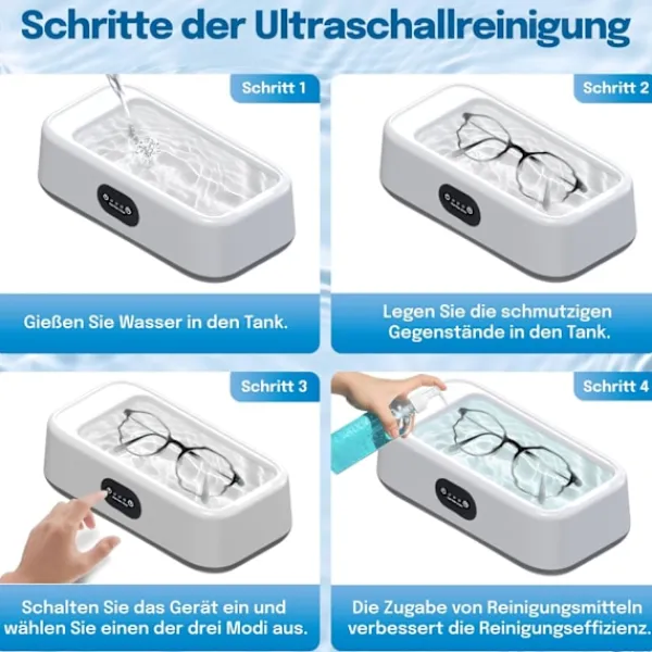 Rengöringsmedel-Rengöringsmedel, 640 ml 49000 Hz, 40 W smyckesrengörare, 3 timerinställningar, kan användas för att rengöra smycken, glasögon