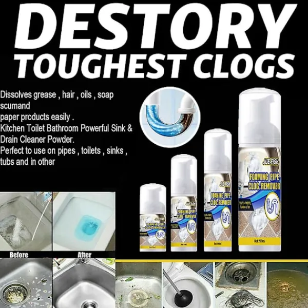 Rengöringsmedel-Rengöringsmedel för diskho och avloppsskum, rörrensare, deodorant, snabbverkande skumrengöring kompatibel med diskbänk och toalettstol 30ML