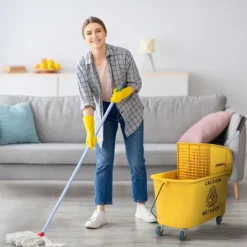 Northio Städmaskiner-Rengöringsvagn med hjul, 20L Kapacitet, Gul