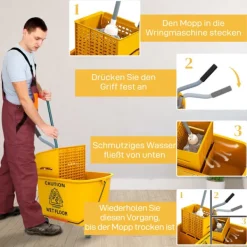 Northio Städmaskiner-Rengöringsvagn med hjul, 20L Kapacitet, Gul