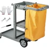 DUOKU Städmaskiner-Rengöringsvagn--Handräkningsvagn för kommersiellt bruk med 3 hyllor-Kapacitet 200 lb-Plaststädvagn