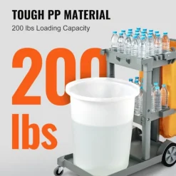 DUOKU Städmaskiner-Rengöringsvagn--Handräkningsvagn för kommersiellt bruk med 3 hyllor-Kapacitet 200 lb-Plaststädvagn