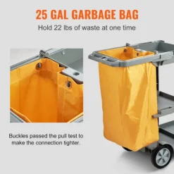 DUOKU Städmaskiner-Rengöringsvagn--Handräkningsvagn för kommersiellt bruk med 3 hyllor-Kapacitet 200 lb-Plaststädvagn