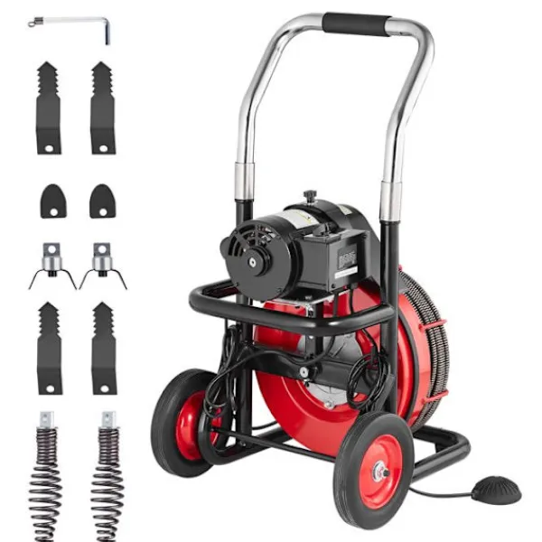 DUOKU Städmaskiner-Reningsmaskin för avlopp - - D1000 - 100FT x 1/2 Tum - Automatisk matning - 8 skärare