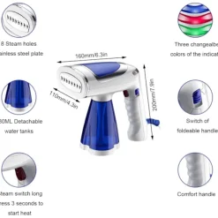 EDO MART Ångtvättar-Reseplaggsångare, ångstrykjärn, 25 sekunders värme, ministorlek (med 250 ml vattentank)