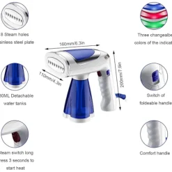 Ångtvättar-Resesångare, Klädsångare, Ångstrykjärn, 25s Uppvärmning, Ministorlek Med 250ml Vattentank, Handhållen Ångstrykjärn Resejärn För Alla Tyger, Inget Vatten Sprider | Fyndiq