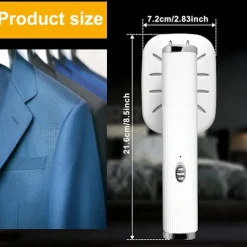 Ångtvättar-Resjärn, hopfällbart handhållet ångstrykjärn, roterbart minijärnångare, rynkborttagare, torr och våtstrykning för kläder Hemresor 21,6×7,2cm
