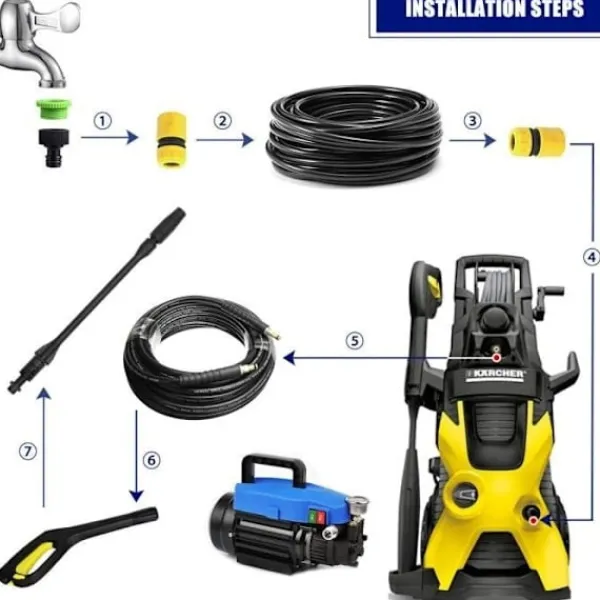 Högtryckstvättar-®Rising FF Kärcher Högtryckstvättlans - Justerbart Munstycke - Hög Effektivitet - Svart