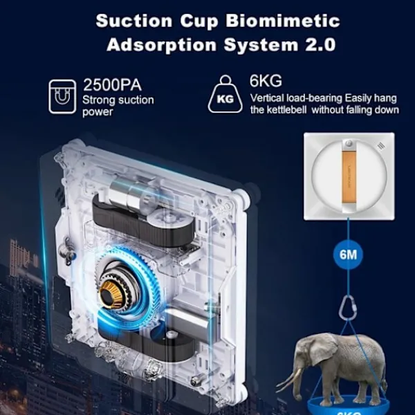 LIECTROUX Fönsterrengöring-Robot Fönsterskrapa - - YW710 - Dubbel Spraying - Röstassistent - Hastighet 3,5 minm