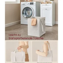 Rootz Living Tvättillbehör-Rootz badrumsskåp med tvättkorg - Förvaringsenhet - Organiseringsställ - MDF & polyestertyg - 40 cm x 40 cm x 80,2 cm