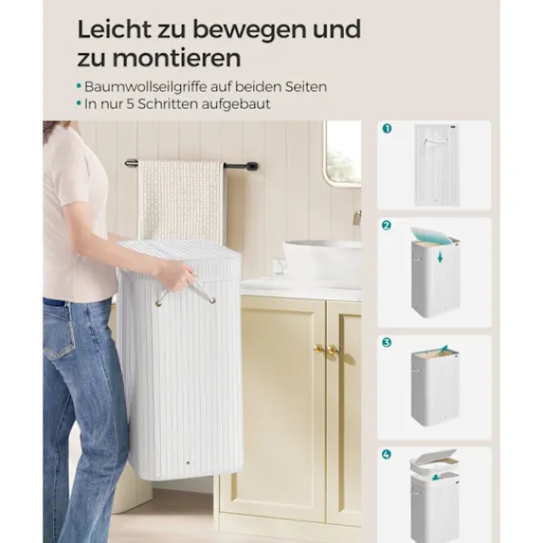 Rootz Living Tvättillbehör-Rootz Bamboo Klädkorg - Tvättkorg - Tvättorganisator - Lättvikt - 31,5 cm x 42,5 cm x 61 cm