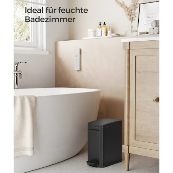 Rootz Living Soptunnor-Rootz Steel Cosmetic Bin - Svart färg - Pedal Bin - 5 liters kapacitet - 29,9 cm x 14,4 cm x 29 cm - Elegant design - Miljövänlig