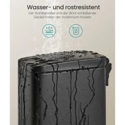 Rootz Living Soptunnor-Rootz Steel Cosmetic Bin - Svart färg - Pedal Bin - 5 liters kapacitet - 29,9 cm x 14,4 cm x 29 cm - Elegant design - Miljövänlig