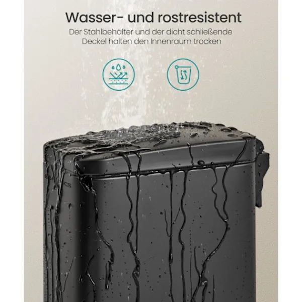 Rootz Living Soptunnor-Rootz Steel Cosmetic Bin - Svart färg - Pedal Bin - 5 liters kapacitet - 29,9 cm x 14,4 cm x 29 cm - Elegant design - Miljövänlig