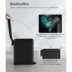 Rootz Living Soptunnor-Rootz Steel Cosmetic Bin - Sminkhållare - PP-plasthink - 10 liters kapacitet - 33,5 cm x 16,8 cm x 34,5 cm - Bläck svart