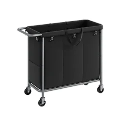 Rootz Living Tvättillbehör-Rootz Tvättkorg 3 Fack 200L - Kåpa med hjul - Organizer Bin - Oxford Tyg - 91cm x 39cm x 81cm