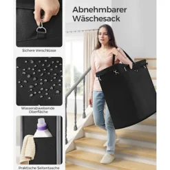 Rootz Living Tvättillbehör-Rootz Tvättkorg 3 Fack 200L - Kåpa med hjul - Organizer Bin - Oxford Tyg - 91cm x 39cm x 81cm