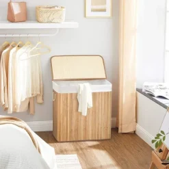 Rootz Living Tvättillbehör-Rootz Tvättkorg - Kompakt tvättkorg - Bärbar tvättkorg - Snygg tvättkorg - Korg - Tvättkorg - Naturlig - 60 x 40 x 61,5 cm